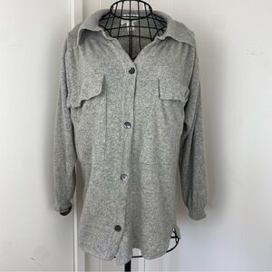 LAURA BIOGIOTTI x AMEN WARDY Gray Cashmere Wool Chunky Cardigan Sweater Shacket